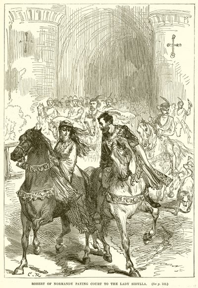 Roberto de Normandía cortejando a la dama Sibylla de English School