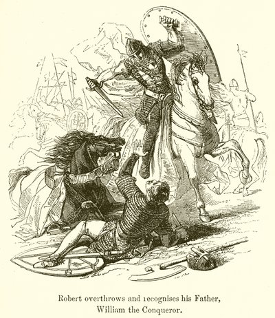 Roberto derriba y reconoce a su padre, Guillermo el Conquistador de English School