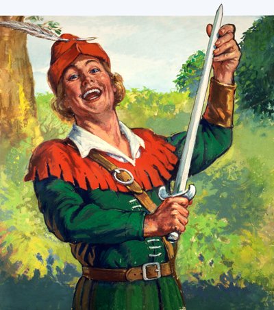 Robin Hood (gouache sobre papel) de English School