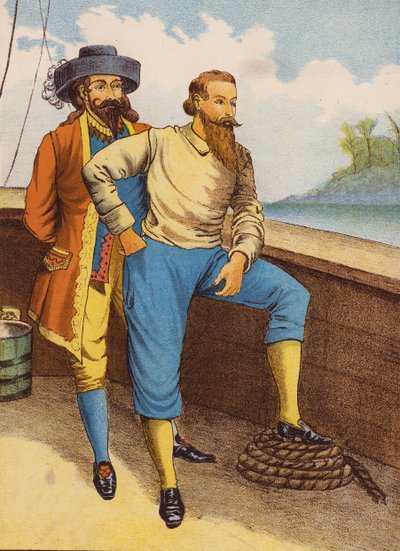 Robinson Crusoe (litografía en color) de English School