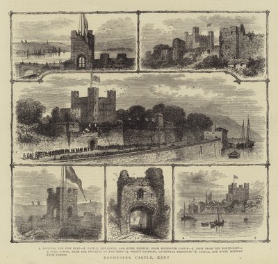 Castillo de Rochester, Kent (grabado) de English School