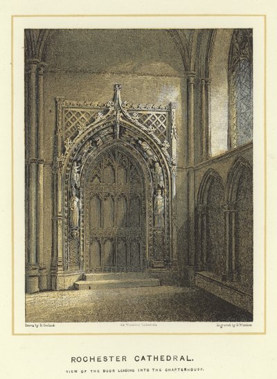 Catedral de Rochester, vista de la puerta que conduce a la sala capitular de English School
