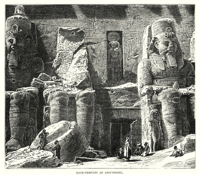 Templos rupestres de Abousimbel (grabado) de English School