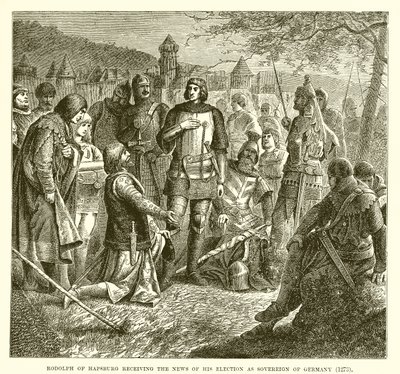 Rodolfo de Habsburgo recibiendo la noticia de su elección como soberano de Alemania (1273) de English School