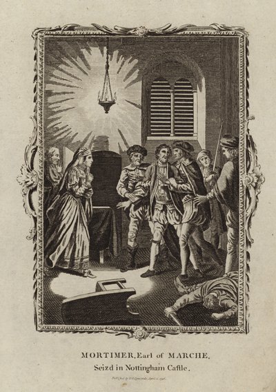 Roger Mortimer capturado en el Castillo de Nottingham de English School