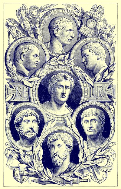 Emperadores romanos, ilustración de The Illustrated History of the World, publicado c.1880 de English School