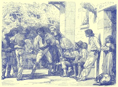 Romanos jugando a Mora, ilustración de Viajes Ilustrados, editado por H. W. Bates, publicado c.1880 de English School
