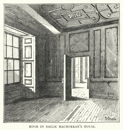 Habitación en la Casa de Bailie Macmorran (grabado) de English School