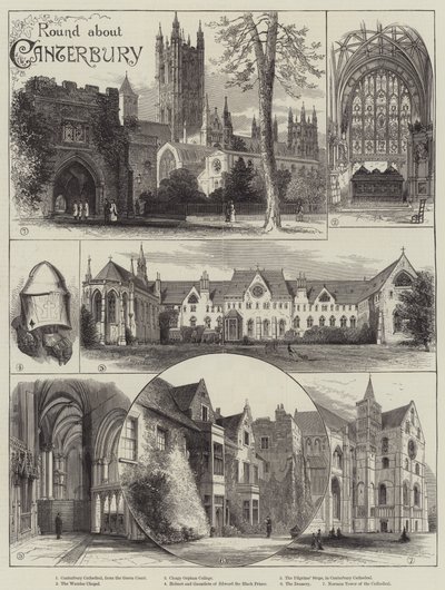 Alrededor de Canterbury (grabado) de English School
