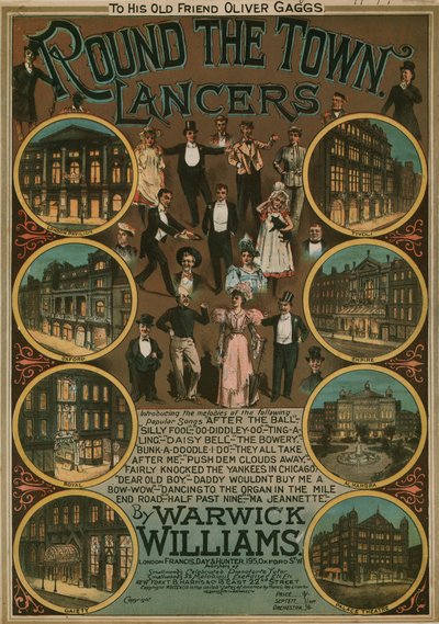 Round the Town Lancers por Warwick Williams; partitura musical de English School