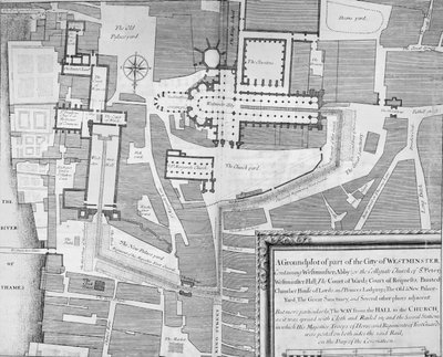 Ruta de la procesión de coronación de Jacobo II desde Westminster Hall hasta la Abadía de Westminster de English School