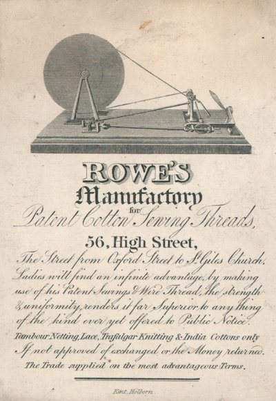 Fábrica de Rowe para hilos de algodón y costura, 56 High Street, Oxford de English School