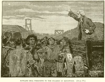 Rowland Hill predicando a los mineros de Kingswood de English School
