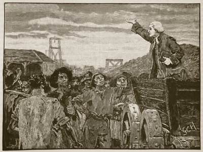 Rowland Hill predicando a los mineros de Kingswood, ilustración de Cassells Illustrated History of England de English School