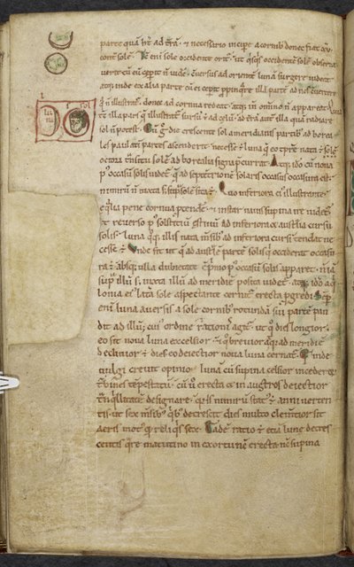 Real 13. A.XI, f.55vDibujos marginales del Sol y de la Luna.De temporum ratione.Bede el VenerableColección de obras sobre computación y astronomía.Siglo XI-Siglo XII de English School