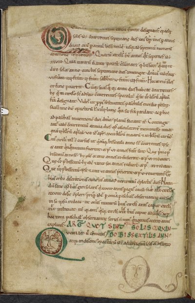 Real 13. A.XI, f.79v Rostros humanos en iniciales, De temporum ratione, Bede el Venerable (vitela) de English School