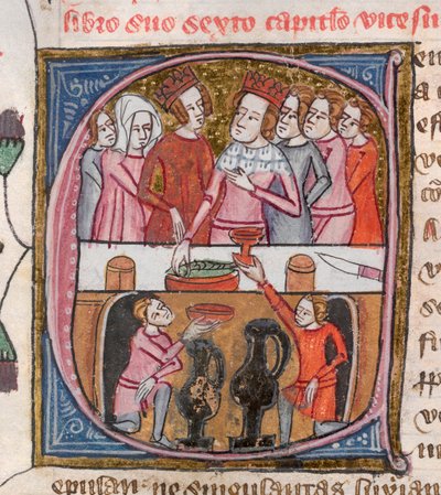 Royal 6 E. VI, f.259v, Reyes y reinas festejando, de 