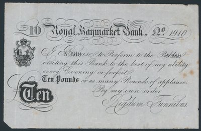 Banco Real Haymarket, billete teatral de broma de English School