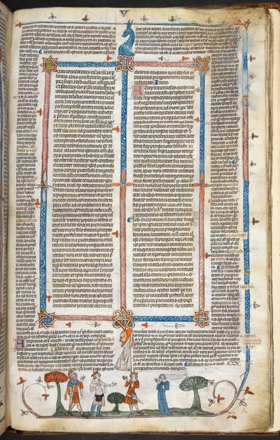 Royal MS 10 IV f.294r Figuras medievales y decoración marginal, ilustración de la 