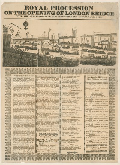 Procesión real en la inauguración del Puente de Londres, 1 de agosto de 1831 de English School
