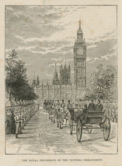 Procesión real en el Victoria Embankment de English School
