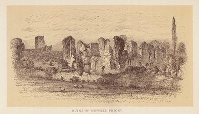 Ruinas del priorato de Sopwell (litografía en color) de English School