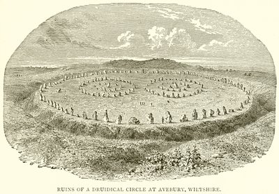 Ruinas de un círculo druídico en Avebury, Wiltshire de English School