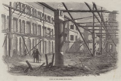 Ruinas del Salón de Música de Surrey (grabado) de English School