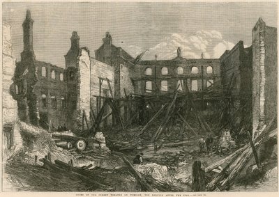 Ruinas del Teatro Surrey el martes, la mañana después del incendio de English School