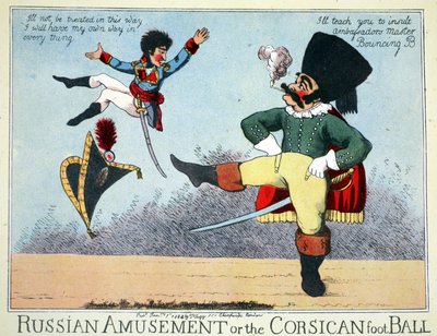 Diversión rusa o el fútbol corso, publicado por Thomas Tegg, Cheapside, Londres, enero de 1814 de English School