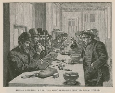Refugiados rusos en el Refugio Temporal para Judíos Pobres, Leman Street, Londres de English School