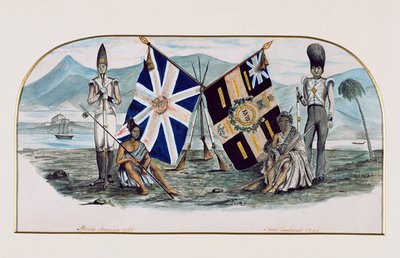 Regimiento de Rutlandshire, América del Norte 1759, Nueva Zelanda 1845, c.1850 de English School