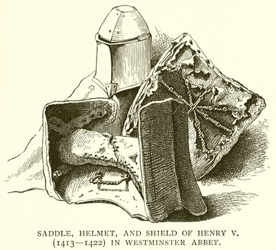 Silla, casco y escudo de Enrique V (1413-1422) en la Abadía de Westminster de English School