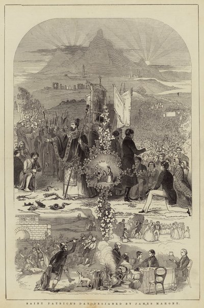 Día de San Patricio, diseñado por James Mahony (grabado) de English School