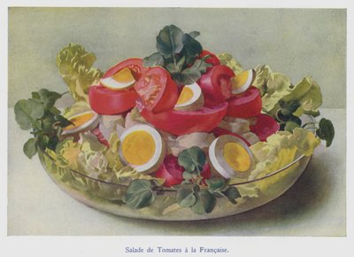 Ensalada francesa de tomate (litografía en color) de English School