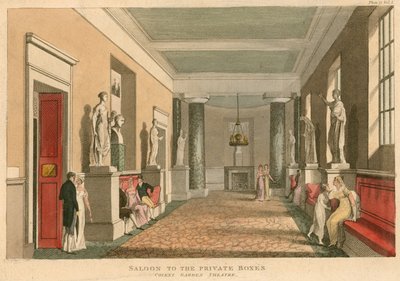 Salón de los palcos privados en el Teatro Covent Garden, Londres de English School