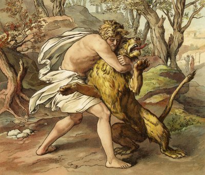 Sansón matando a un joven león de English School