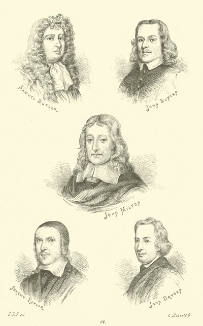 Samuel Butler, John Bunyan, John Milton, Jeremy Taylor, John Dryden de English School