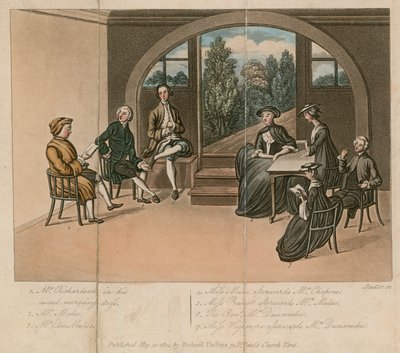 Samuel Richardson leyendo Gradison en The Grange, Fulham, Londres de English School