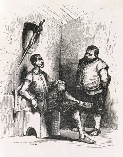 Sancho: Debería ser un raro propietario, ilustración del Acto II, escena I de Don Quijote en Inglaterra. Una Comedia, grabado por P. Soyer de English School