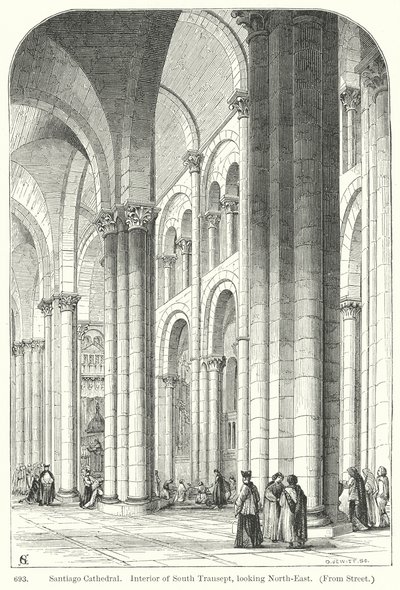 Catedral de Santiago. Interior del transepto sur, mirando al noreste (grabado) de English School