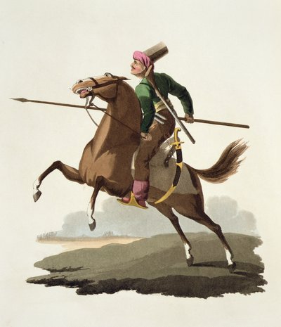 Saphir, de Costumes of the Various Nations, Volume VII, The Military Costume of Turkey, por Thomas MacLean, publicado c.1800-18 de English School