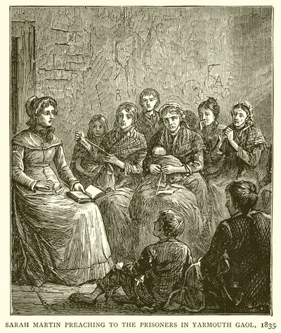 Sarah Martin predicando a los prisioneros en la cárcel de Yarmouth, 1835 de English School