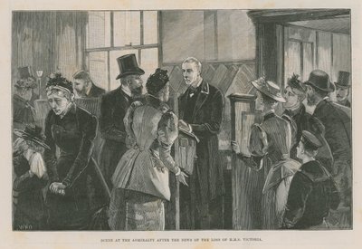 Escena en el Almirantazgo después de la noticia de la pérdida del Victoria de English School