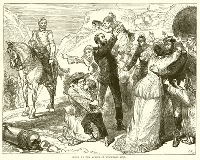 Escena en el Alivio de Lucknow, 1858 de English School