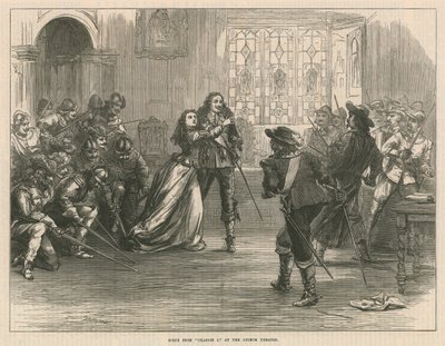 Escena de Charles I en el Teatro Lyceum, Londres de English School