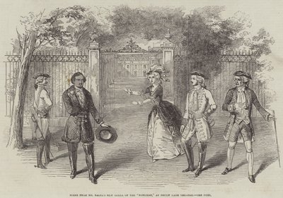 Escena de la Nueva Ópera del Sr. Balfe "The Bondman," en el Teatro Drury Lane, el Duelo (grabado) de English School