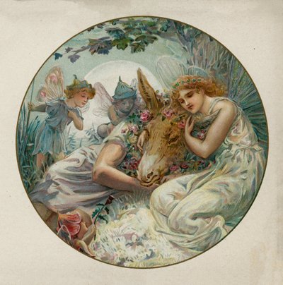 Escena de El sueño de una noche de verano de Shakespeare (chromolitho) de English School