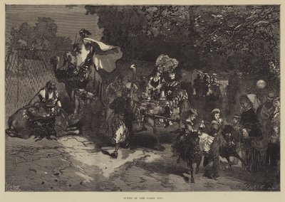 Escena en el zoológico de París (grabado) de English School