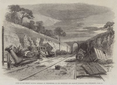 Escena del Reciente Accidente Ferroviario en Winchburgh, en el Ferrocarril de Edimburgo y Glasgow de English School